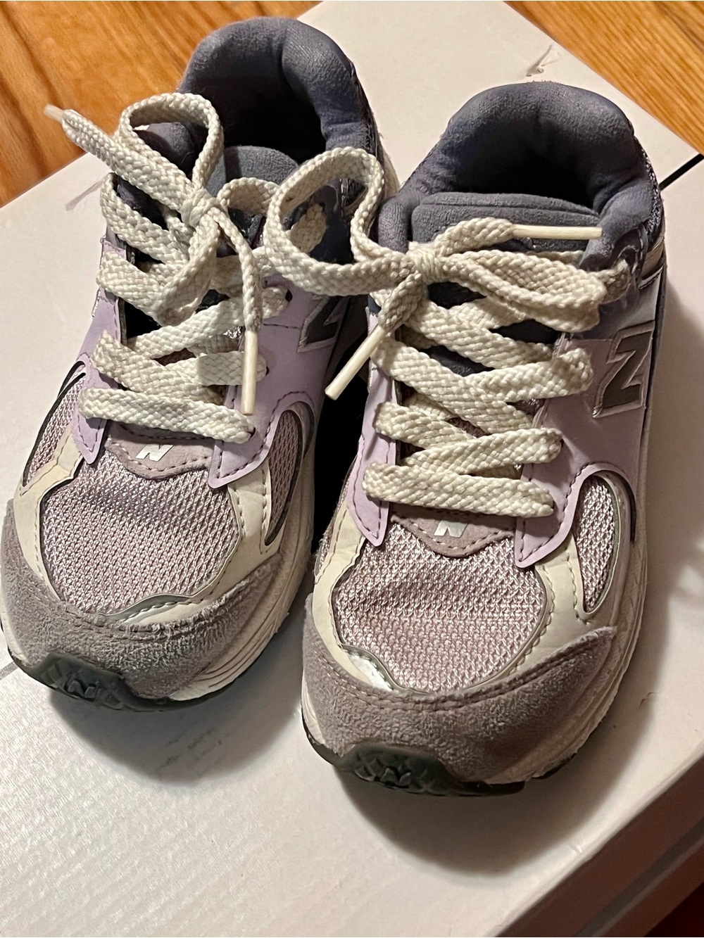 New Balance Kids' Lavender and Gray Lace-Up Sneakers 2002